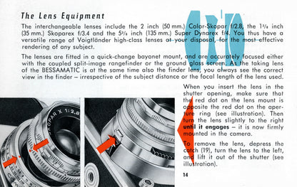 Voigtlander Bessamatic, Instructions for use. (original).