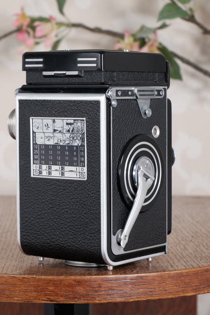 MINT! 1955 Rolleiflex with Synchro-Compur shutter & Coated Tessar lens. Freshly Serviced, CLA’d!