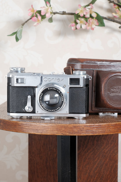 Near Mint! 1937 Zeiss Ikon Contax II Body with 50mm Zeiss Sonnar lens & Original case,  CLA'd, Freshly Serviced!