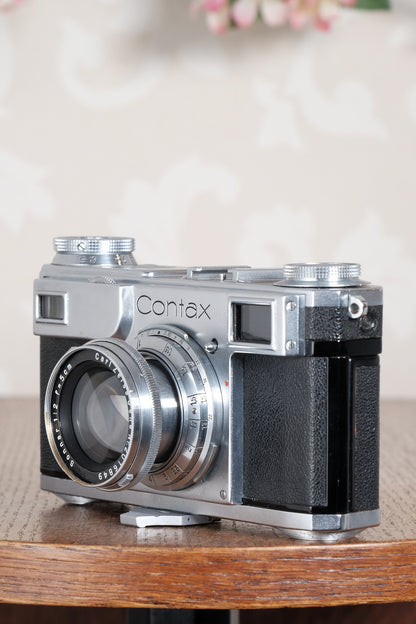 Near Mint! 1937 Zeiss Ikon Contax II Body with 50mm Zeiss Sonnar lens & Original case,  CLA'd, Freshly Serviced!