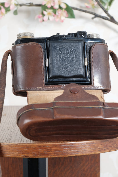 1936 Zeiss-Ikon Super Nettel (236/24) with rare coated lens and original case, CLA'd, Freshly Serviced!