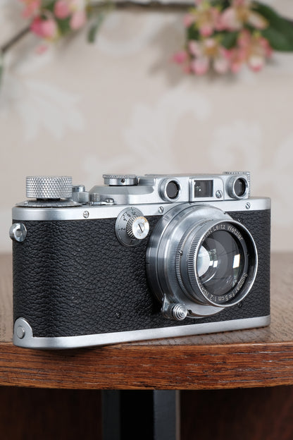 Superb! 1938 Leitz Leica IIIa with 2.0/50mm lens and camera case, Freshly Serviced, CLA'd