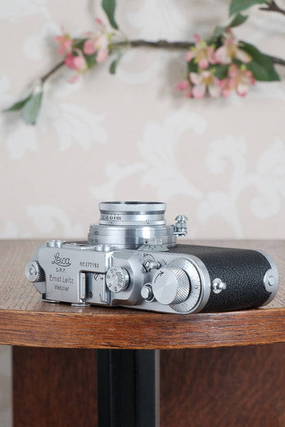 Superb! 1938 Leitz Leica IIIa with 2.0/50mm lens and camera case, Freshly Serviced, CLA'd