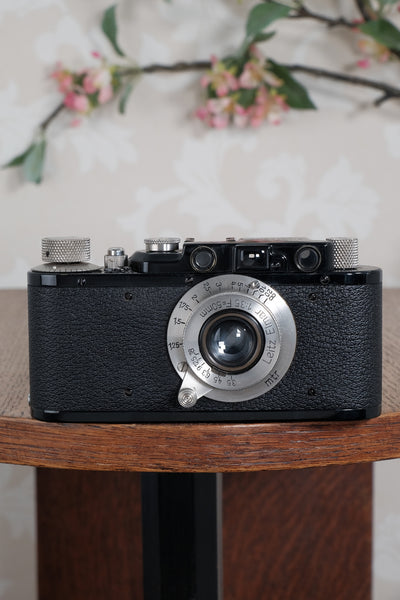 Near mint! 1931 BLACK LEITZ LEICA II with Nickel Elmar lens and leather case. Freshly Serviced CLA'd!