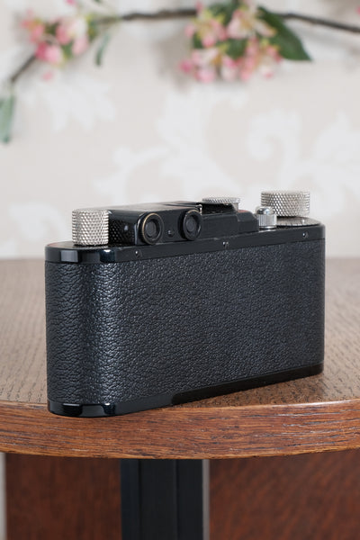 Near mint! 1931 BLACK LEITZ LEICA II with Nickel Elmar lens and leather case. Freshly Serviced CLA'd!