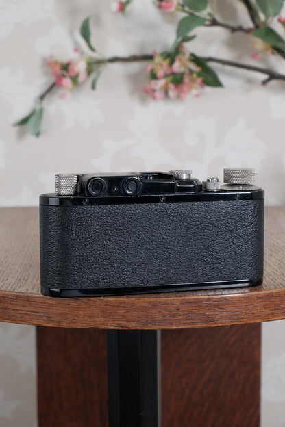 Near mint! 1931 BLACK LEITZ LEICA II with Nickel Elmar lens and leather case. Freshly Serviced CLA'd!