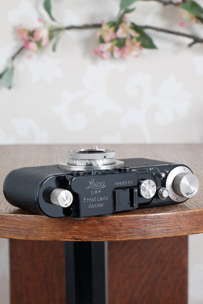 Near mint! 1931 BLACK LEITZ LEICA II with Nickel Elmar lens and leather case. Freshly Serviced CLA'd!