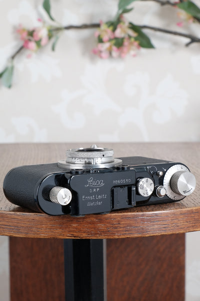 Near mint! 1931 BLACK LEITZ LEICA II with Nickel Elmar lens and leather case. Freshly Serviced CLA'd!