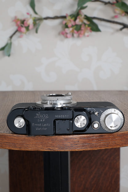 Near mint! 1931 BLACK LEITZ LEICA II with Nickel Elmar lens and leather case. Freshly Serviced CLA'd!