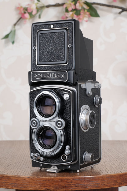 Near Mint! 1952 Rolleiflex with Synchro-Compur shutter & Coated lens. Freshly Serviced, CLA’d!