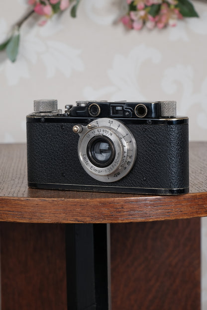 Beautiful! 1932 BLACK LEITZ LEICA II with Nickel Elmar lens and leather case. Freshly Serviced CLA'd!