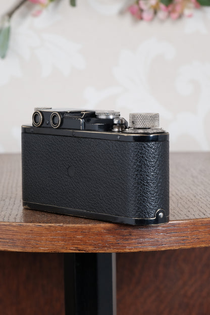 Beautiful! 1932 BLACK LEITZ LEICA II with Nickel Elmar lens and leather case. Freshly Serviced CLA'd!