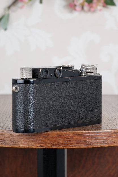 Beautiful! 1933 BLACK LEITZ LEICA III and leather case. Freshly Serviced CLA'd!