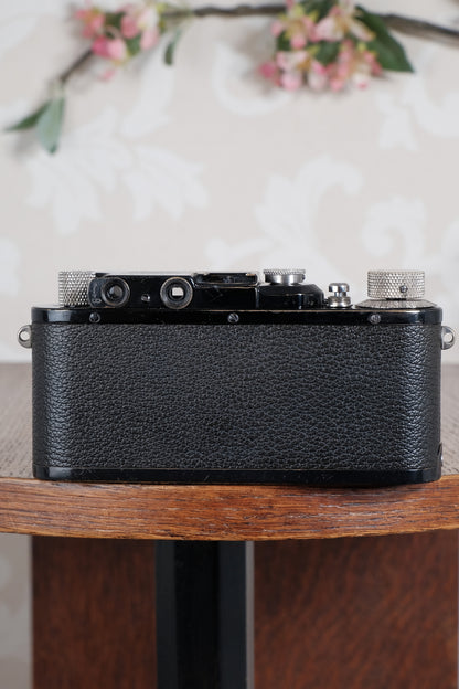 Beautiful! 1933 BLACK LEITZ LEICA III and leather case. Freshly Serviced CLA'd!