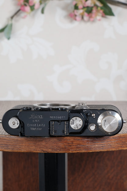 Beautiful! 1933 BLACK LEITZ LEICA III and leather case. Freshly Serviced CLA'd!