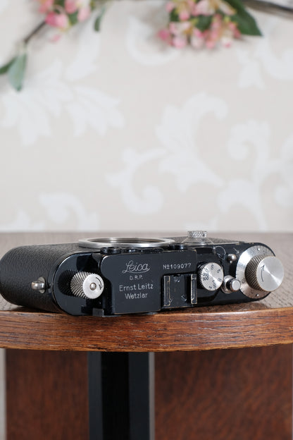 Beautiful! 1933 BLACK LEITZ LEICA III and leather case. Freshly Serviced CLA'd!