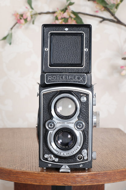 Near Mint! 1953 Rolleiflex with Synchro-Compur shutter & Coated lens. Freshly Serviced, CLA’d!