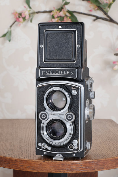 Near Mint! 1953 Rolleiflex with Synchro-Compur shutter & Coated lens. Freshly Serviced, CLA’d!