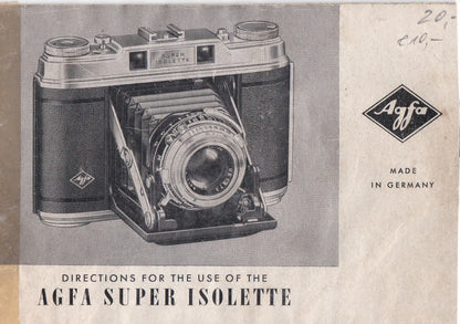 Agfa Super Isolette, Directions for use. (original).