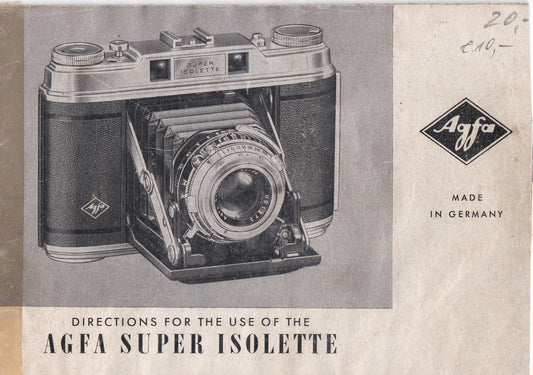 Agfa Super Isolette, Directions for use. (original).