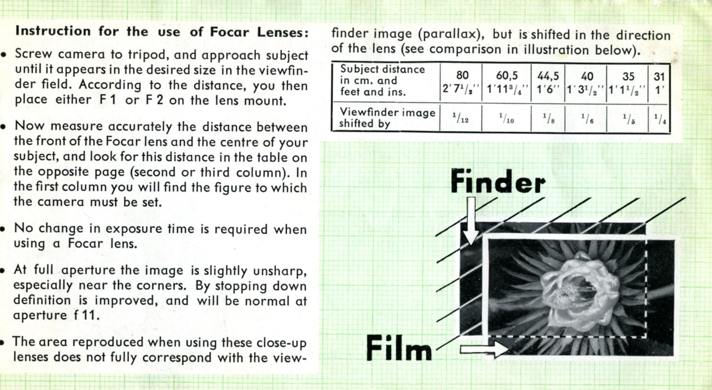 Voigtlander Vitessa, instructions for use (original).