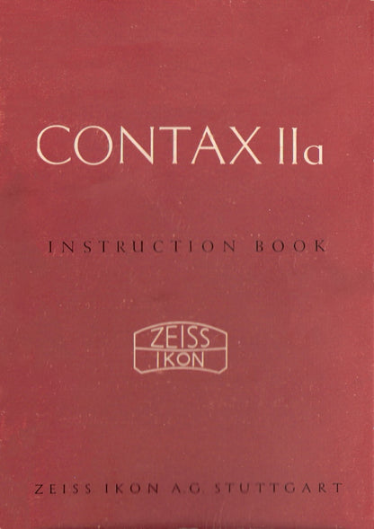 Contax IIa Manual (English) PDF DOWNLOAD! - Zeiss-Ikon- Petrakla Classic Cameras