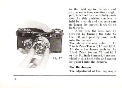 Instructions for Contax I 1935, English, PDF DOWNLOAD! - Zeiss-Ikon- Petrakla Classic Cameras