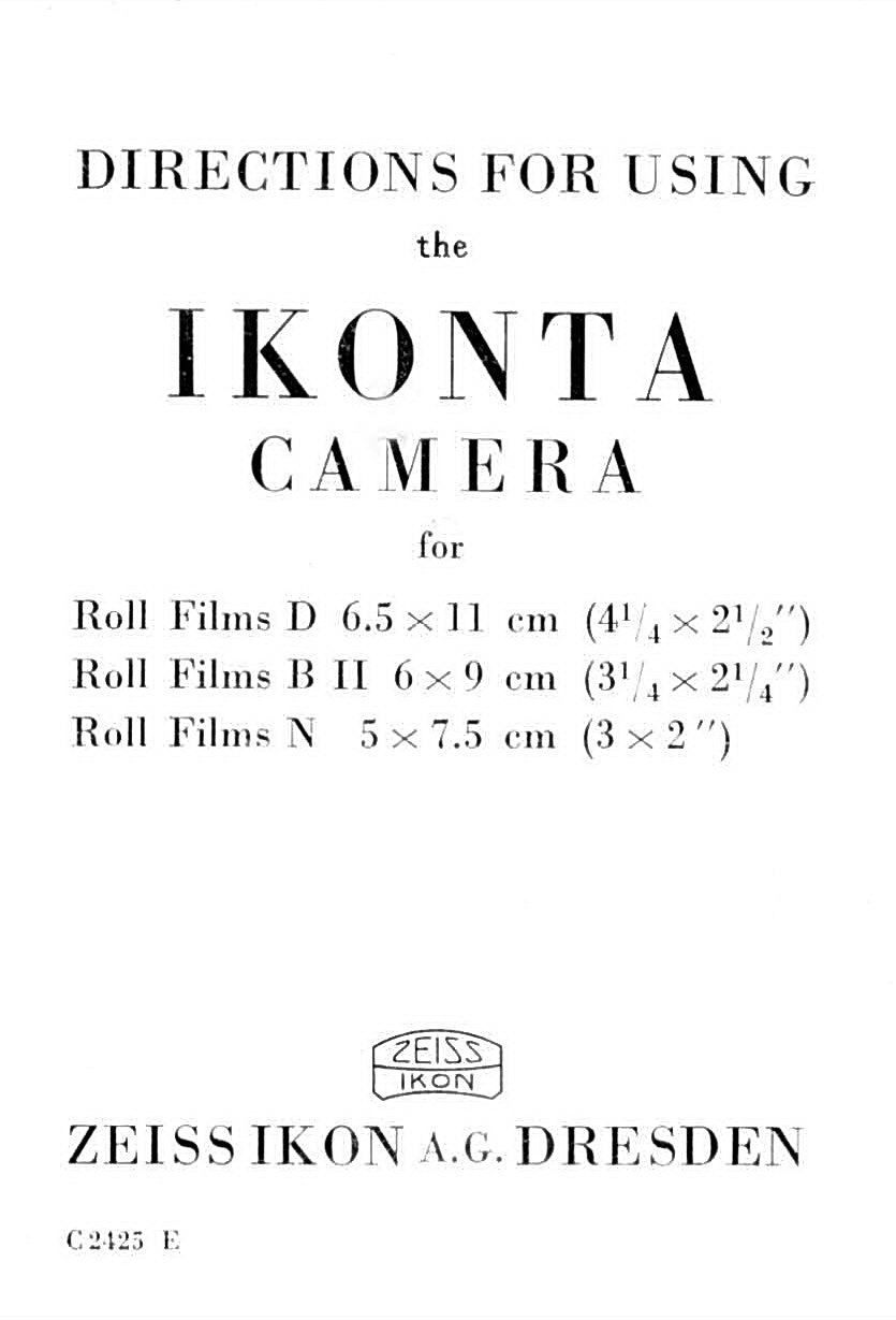 Directions for using the Ikonta camera (520). PDF DOWNLOAD! - Zeiss-Ikon- Petrakla Classic Cameras