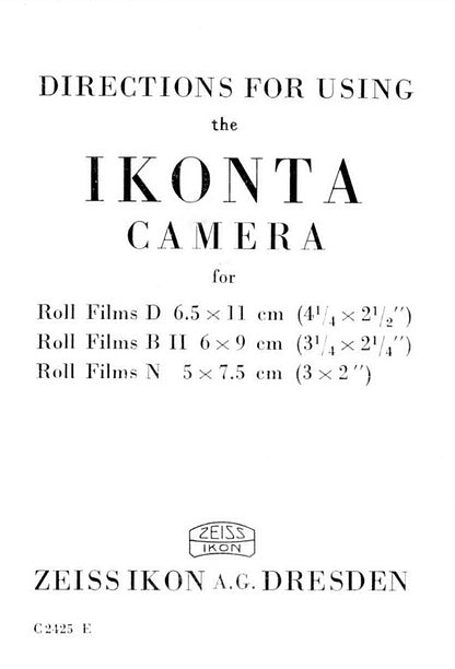 Directions for using the Ikonta camera (520). PDF DOWNLOAD! - Zeiss-Ikon- Petrakla Classic Cameras