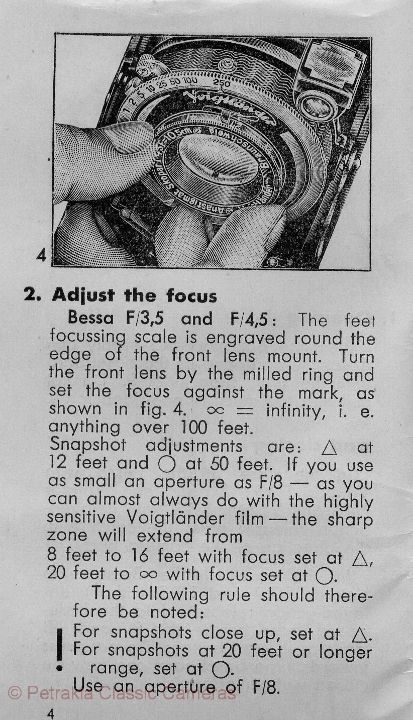 Voigtlander Bessa with optical finder, Instructions for use. PDF DOWNLOAD! - Voigtlander- Petrakla Classic Cameras