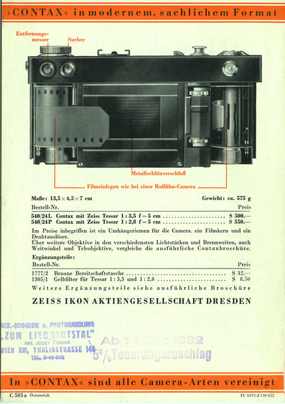 Contax I Brochure (PDF) - Zeiss-Ikon- Petrakla Classic Cameras