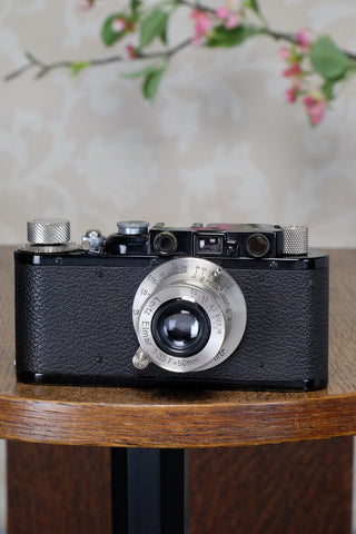 SUPERB! 1933 BLACK LEITZ LEICA II with Nickel Elmar lens. CLA’d, FRESHLY SERVICED! - Leitz- Petrakla Classic Cameras