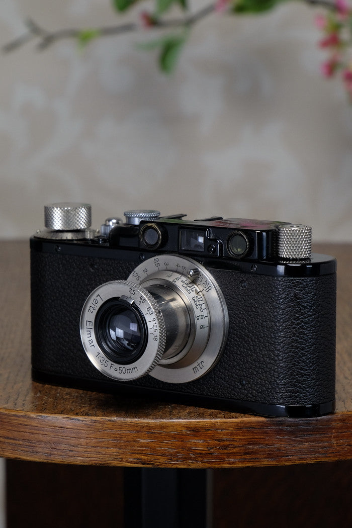 SUPERB! 1933 BLACK LEITZ LEICA II with Nickel Elmar lens. CLA’d, FRESHLY SERVICED! - Leitz- Petrakla Classic Cameras