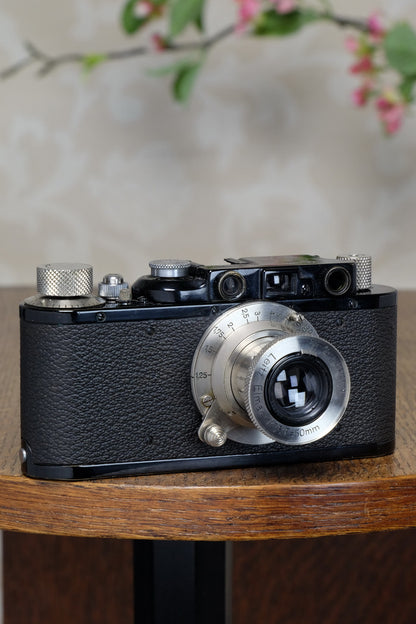 SUPERB! 1933 BLACK LEITZ LEICA II with Nickel Elmar lens. CLA’d, FRESHLY SERVICED! - Leitz- Petrakla Classic Cameras