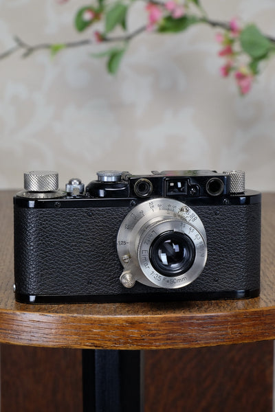 SUPERB! 1933 BLACK LEITZ LEICA II with Nickel Elmar lens. CLA’d, FRESHLY SERVICED! - Leitz- Petrakla Classic Cameras