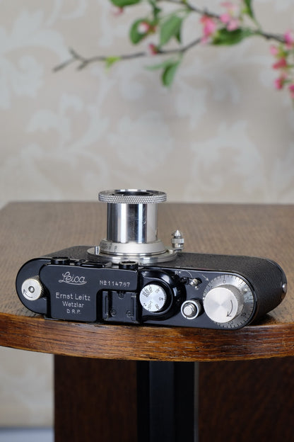 SUPERB! 1933 BLACK LEITZ LEICA II with Nickel Elmar lens. CLA’d, FRESHLY SERVICED! - Leitz- Petrakla Classic Cameras