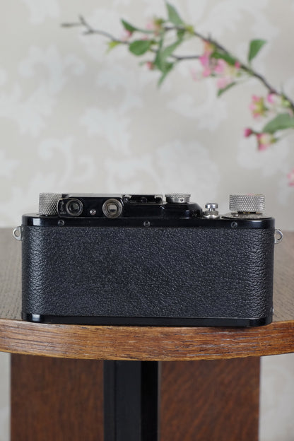 SUPERB! 1936 Black Leitz Leica III with Nickel Elmar lens, CLA'd, Freshly Serviced! - Leitz- Petrakla Classic Cameras