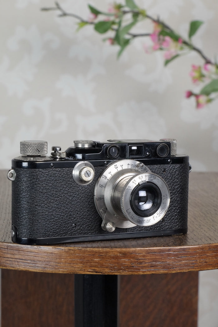 SUPERB! 1936 Black Leitz Leica III with Nickel Elmar lens, CLA'd, Freshly Serviced! - Leitz- Petrakla Classic Cameras