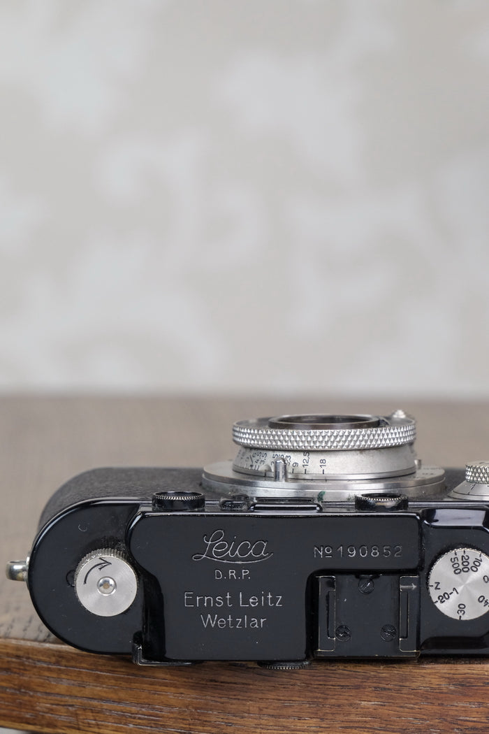 SUPERB! 1936 Black Leitz Leica III with Nickel Elmar lens, CLA'd, Freshly Serviced! - Leitz- Petrakla Classic Cameras