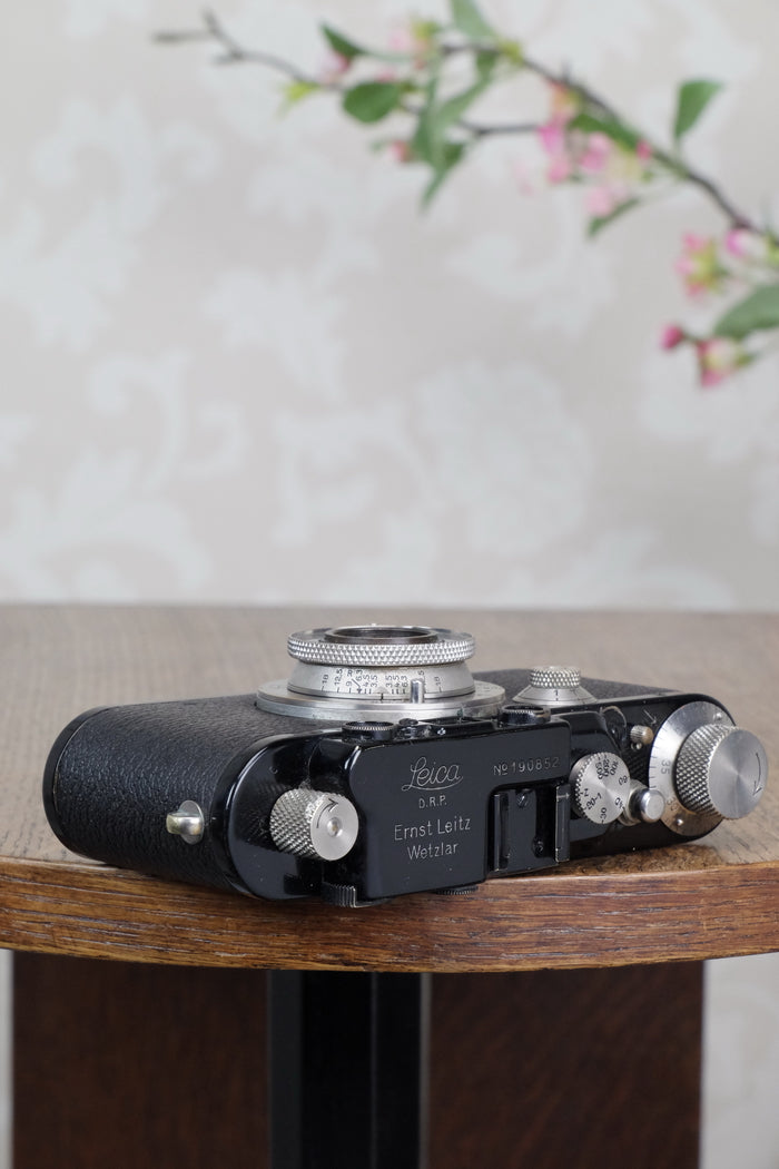 SUPERB! 1936 Black Leitz Leica III with Nickel Elmar lens, CLA'd, Freshly Serviced! - Leitz- Petrakla Classic Cameras