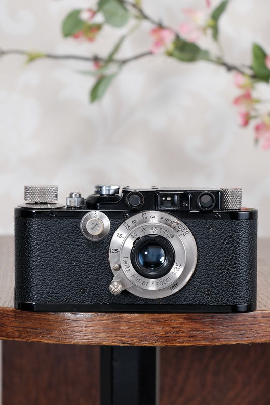 SUPERB! 1932 Black Leitz Leica III with Nickel Elmar lens,  CLA'd, Freshly Serviced! - Leitz- Petrakla Classic Cameras