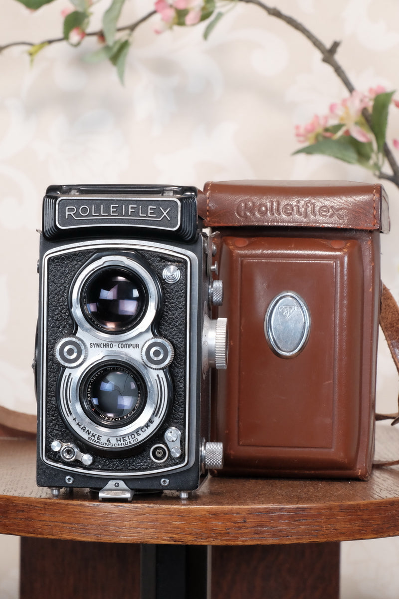 Excellent 1951 Rolleiflex with coated Zeiss Opton Tessar and original case, Freshly Serviced, CLA’d!