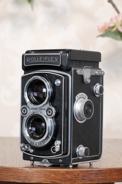 Excellent 1951 Rolleiflex with coated Zeiss Opton Tessar and original case, Freshly Serviced, CLA’d!