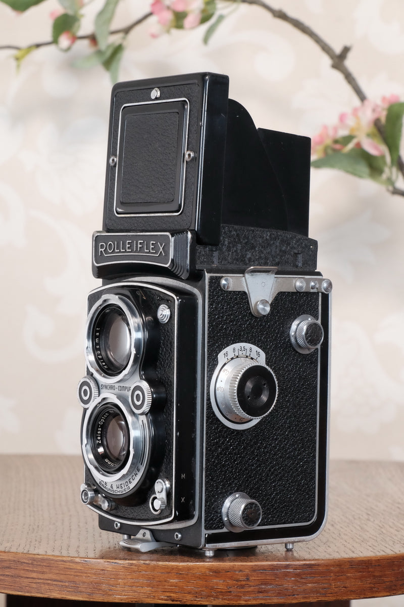 Excellent 1951 Rolleiflex with coated Zeiss Opton Tessar and original case, Freshly Serviced, CLA’d!