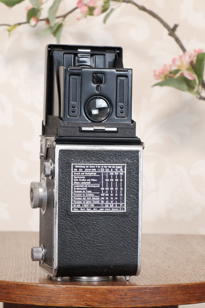 Excellent 1951 Rolleiflex with coated Zeiss Opton Tessar and original case, Freshly Serviced, CLA’d!