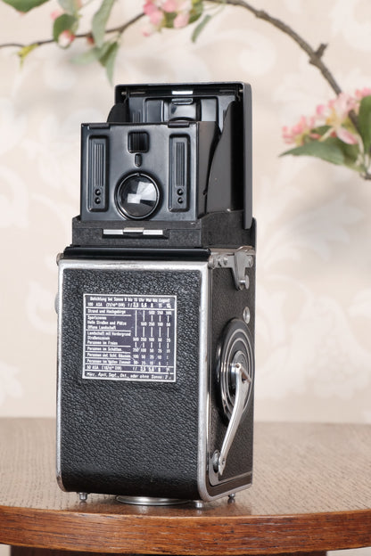 Excellent 1951 Rolleiflex with coated Zeiss Opton Tessar and original case, Freshly Serviced, CLA’d!