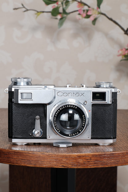 Near Mint! 1937 Zeiss Ikon Contax II Body and 50mm Zeiss Sonnar lens, CLA'd, Freshly Serviced!