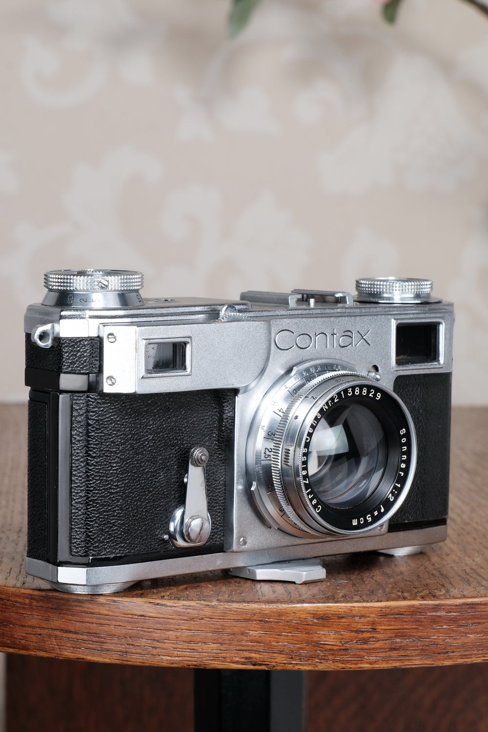 Near Mint! 1937 Zeiss Ikon Contax II Body and 50mm Zeiss Sonnar lens, CLA'd, Freshly Serviced!