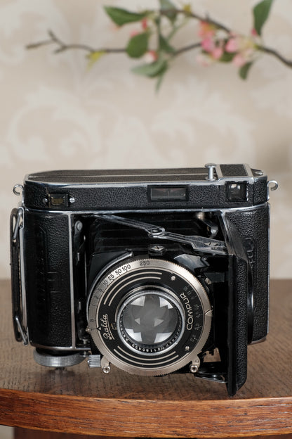 Rare! Superb!1936 Balda Baldaxette, Coupled Rangefinder 6x4.5 Coupled Rangefinder camera with leather case, Freshly Serviced!, CLA'd