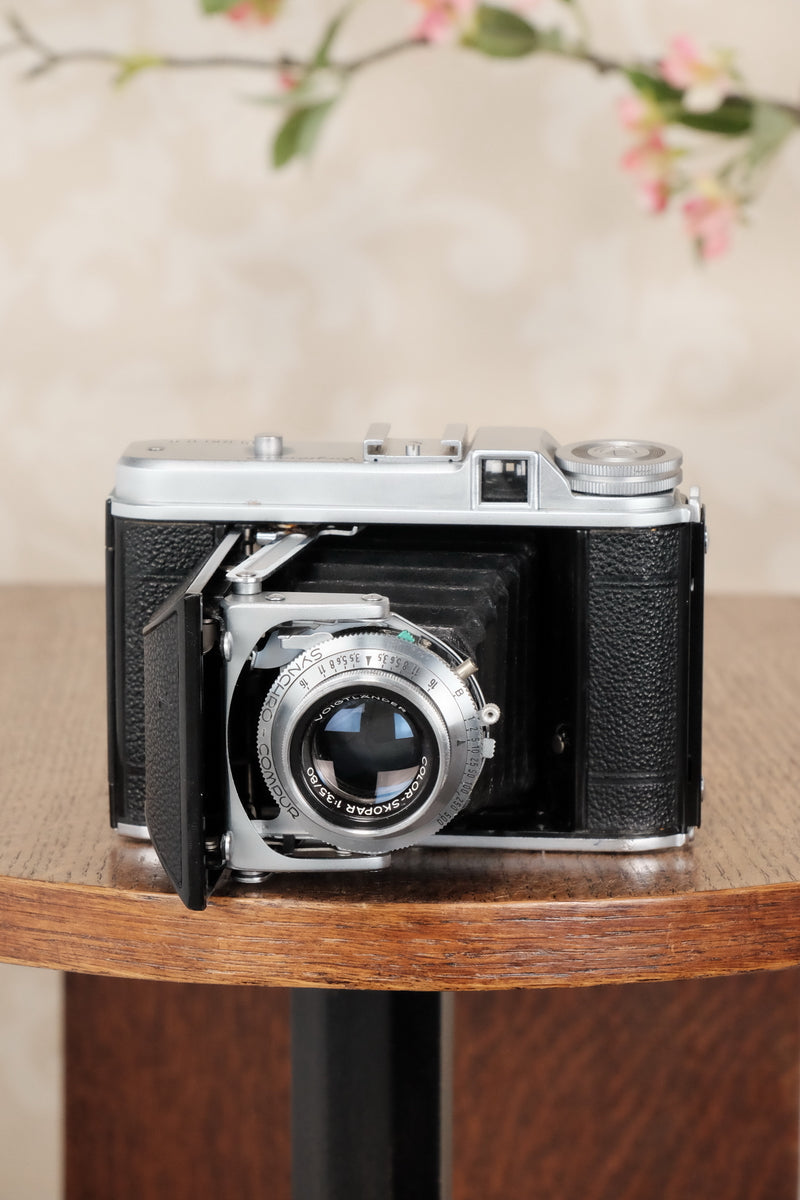 Superb! 1952 6x6 Voigtlander Perkeo II with Color-Skopar Lens & Synchro-Compur Shutter, CLA’d, Freshly Serviced! - Voigtlander- Petrakla Classic Cameras